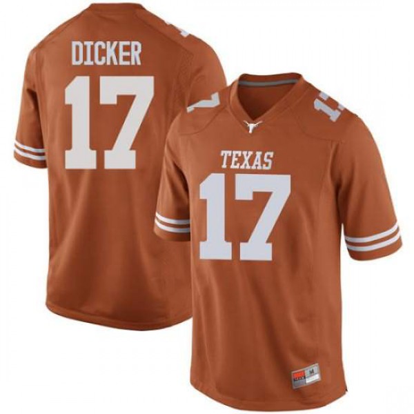 Men Texas Longhorns #17 Cameron Dicker Game Embroidery Jersey Orange